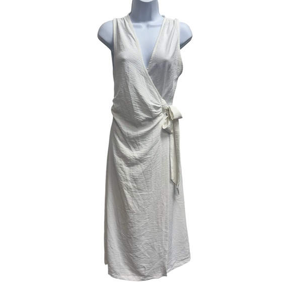 Zara White Ercu Midi Wrap Dress Size Small - Picture 2 of 6